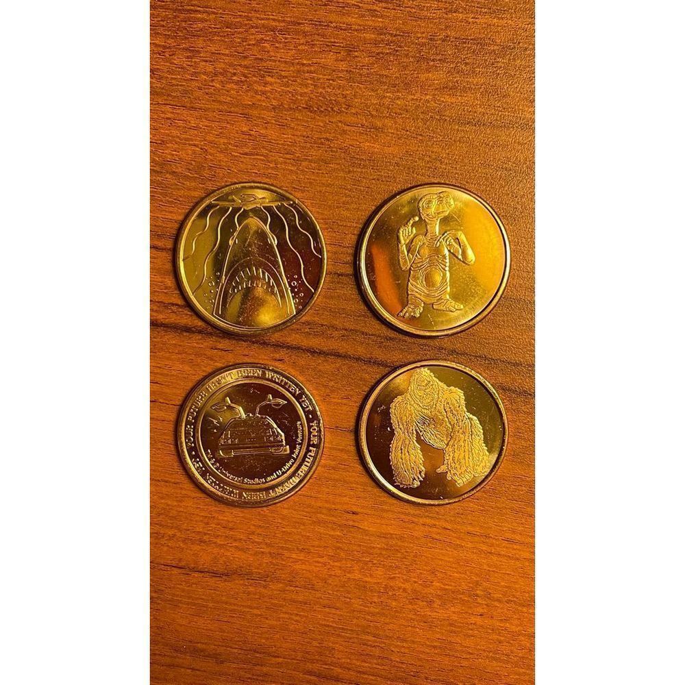 (Set of 4 Golden Coins) Universal Studios Florida Retro Theater Tribute Shop